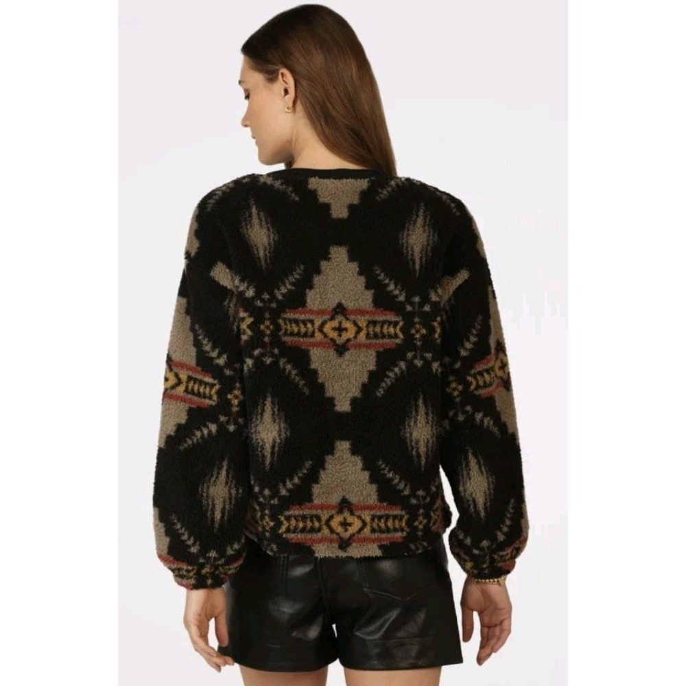Dylan Kima Thick Oversized Sweater Womens Sz XS Boho Aztec Black Pullover NEW